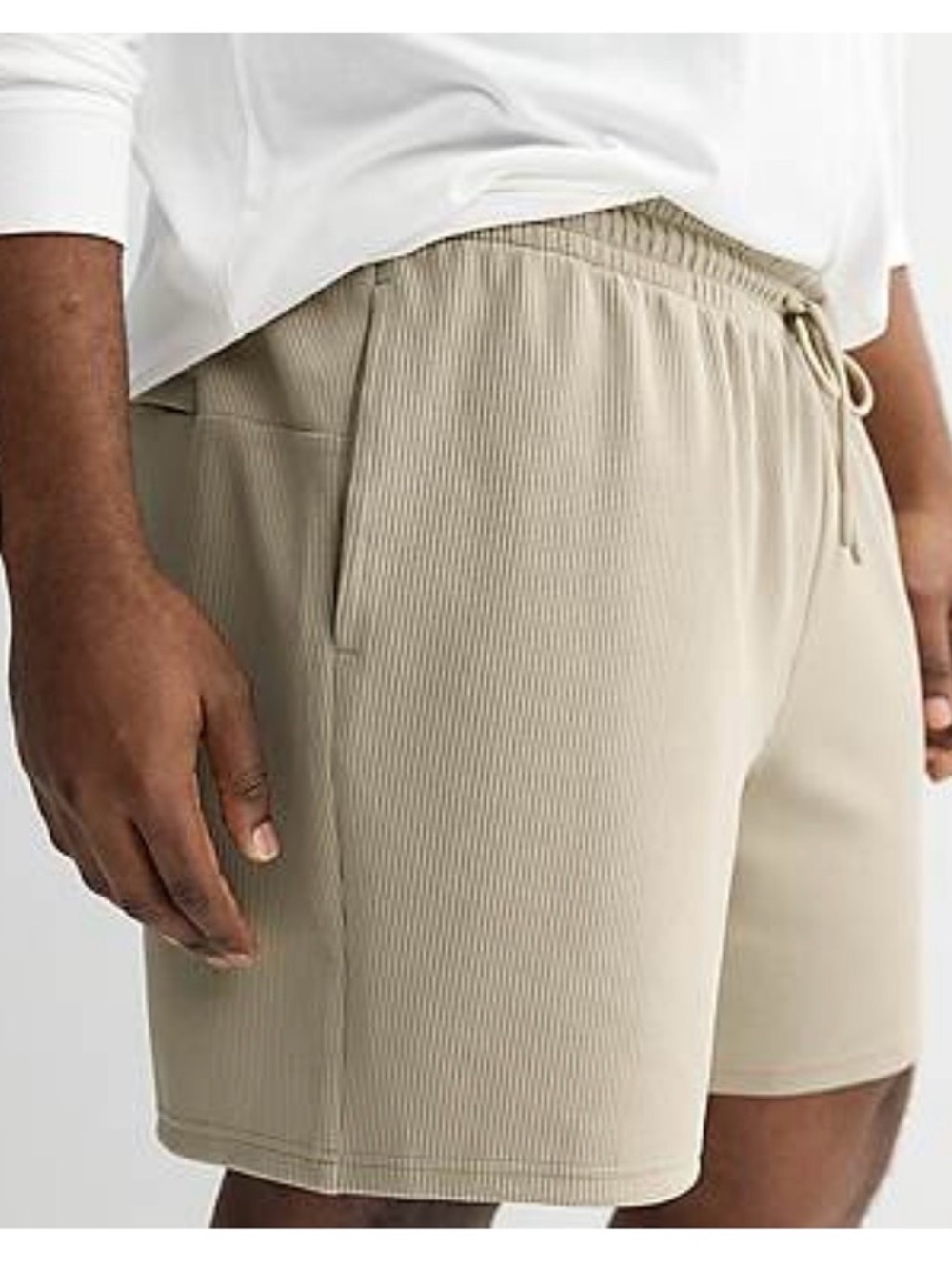 tek gear Ribbed Drawstring Athletic Shorts - Beige